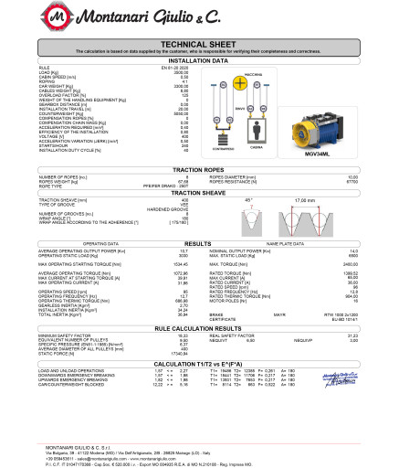 Безредукторна лебідка 3500 кг, 0.5 м/с, 14 кВт, Montanari Giulio & C. MGV34ML